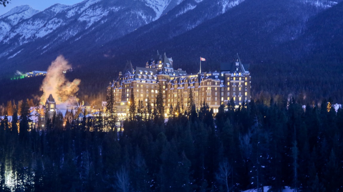 Fairmont Banff Springs Hotel from Surprise Corner viewpoint
