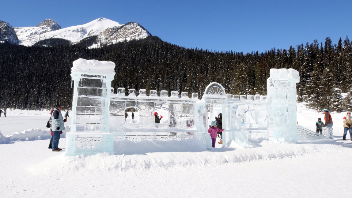 Ice castle behind the Fairmont Chateau Lake Louise