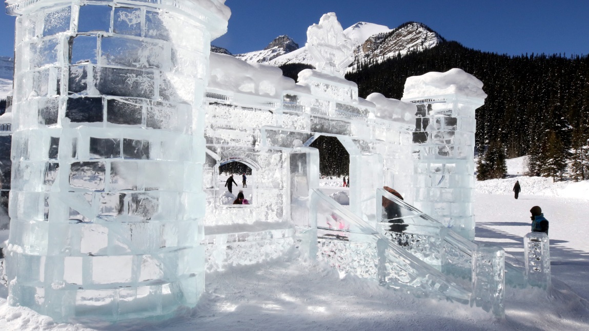 Ice castle behind the Fairmont Chateau Lake Louise