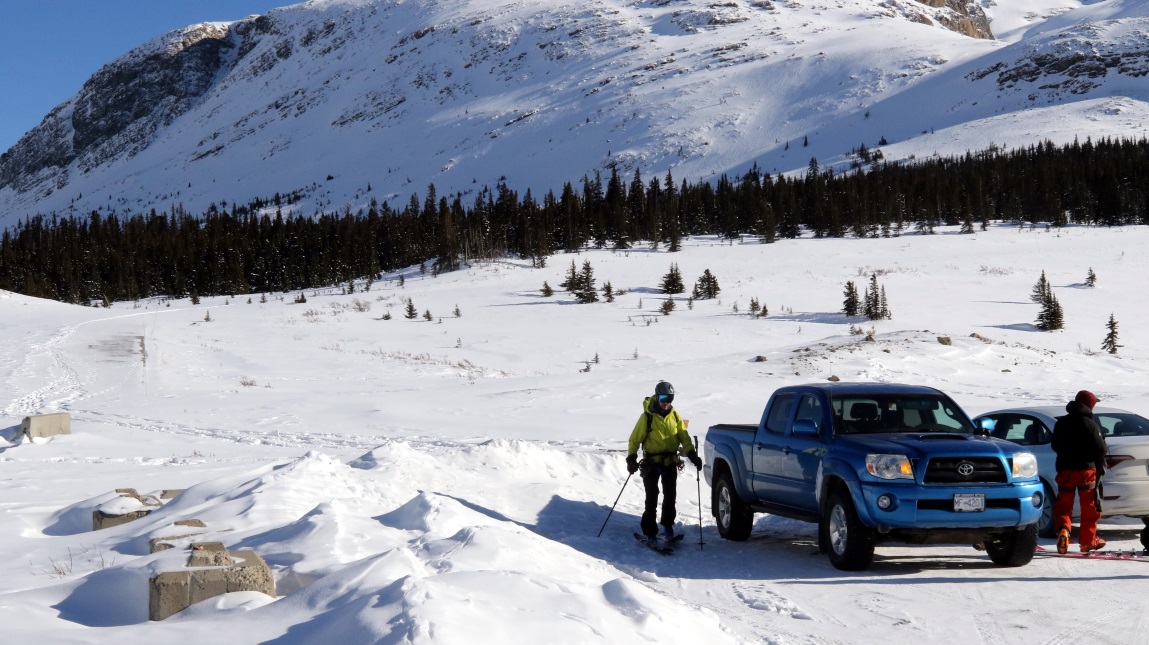 Cross country skiers at Columbia Icefield