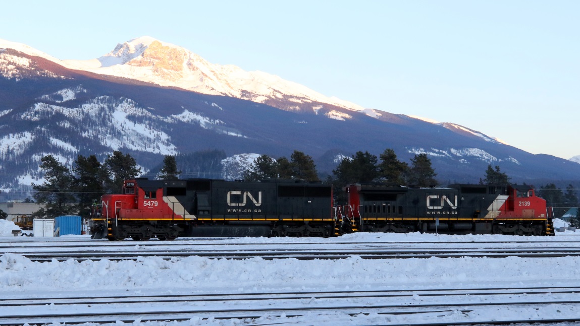 Locomotives parked at the Jasper train station
