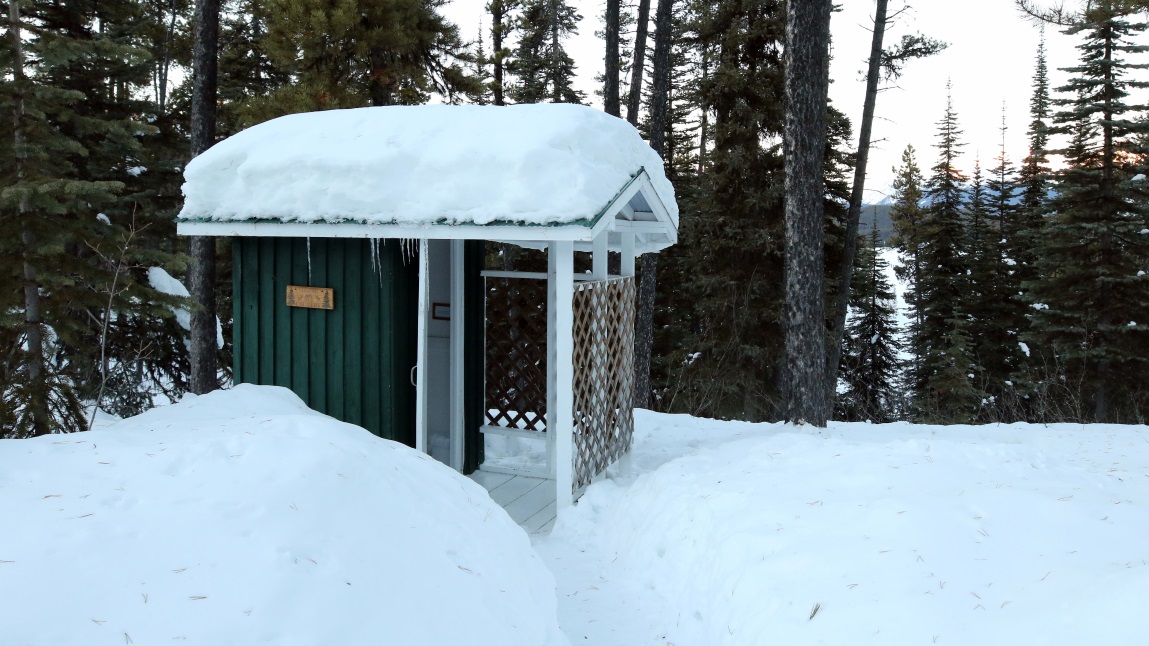 The bathroom is outside