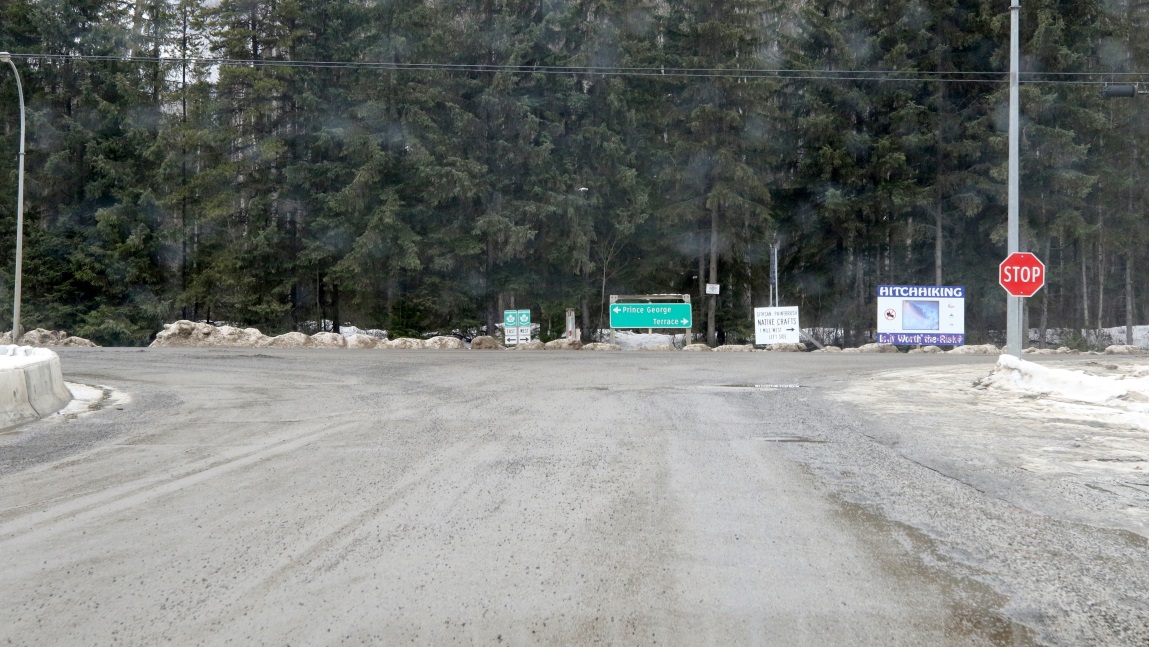 Intersection of the Cassiar Highway 37 with Yellowhead Highway 16