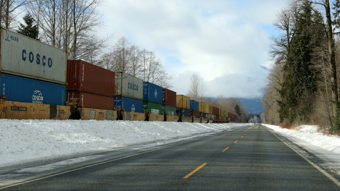 Note how containers are double stacked