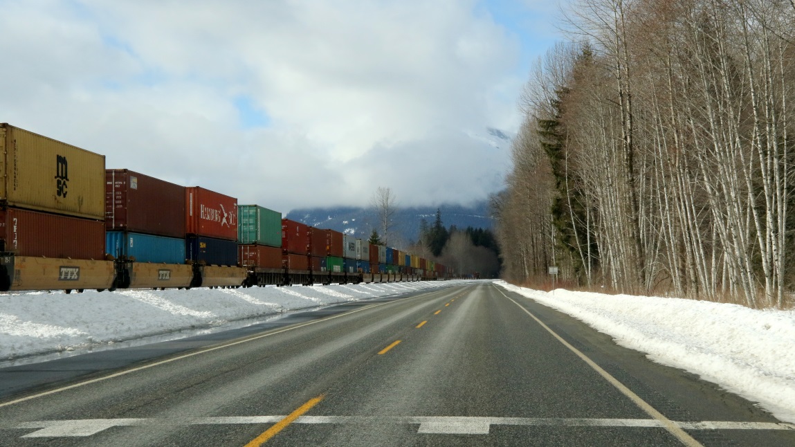 Driving beside a train