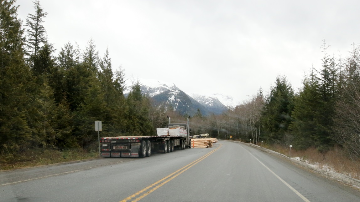 Cleaning up a lumber truck crash