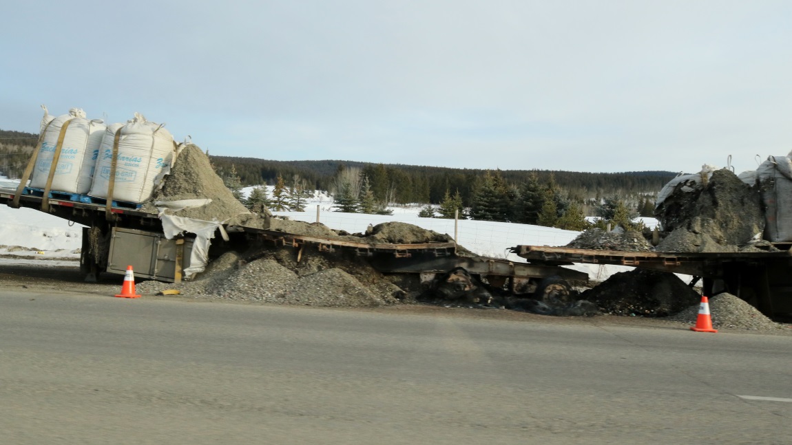 Overloaded truck trailer wreck