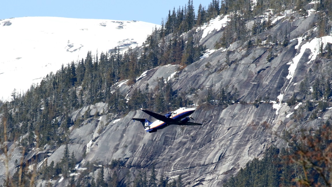 Airplane departing the Bella Coola airport