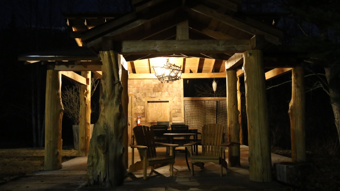 Outdoor seating area in back