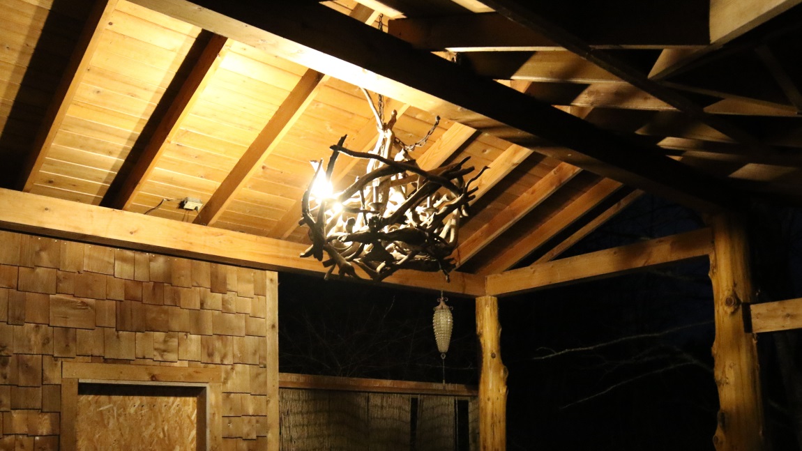 Outdoor seating area in back