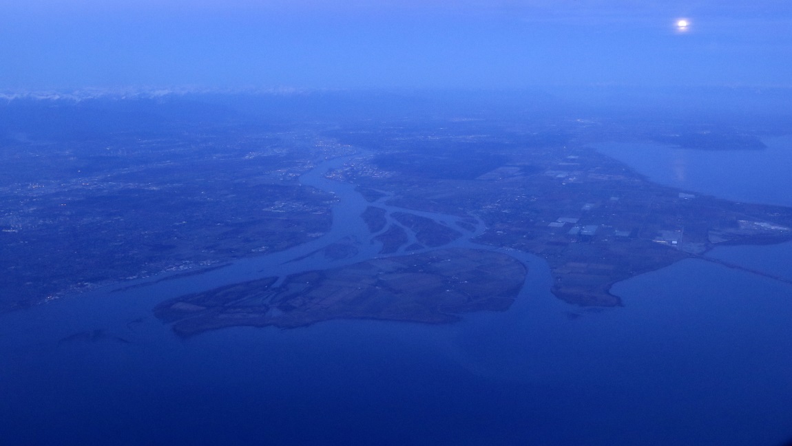 Fraser River flowing South of Vancouver