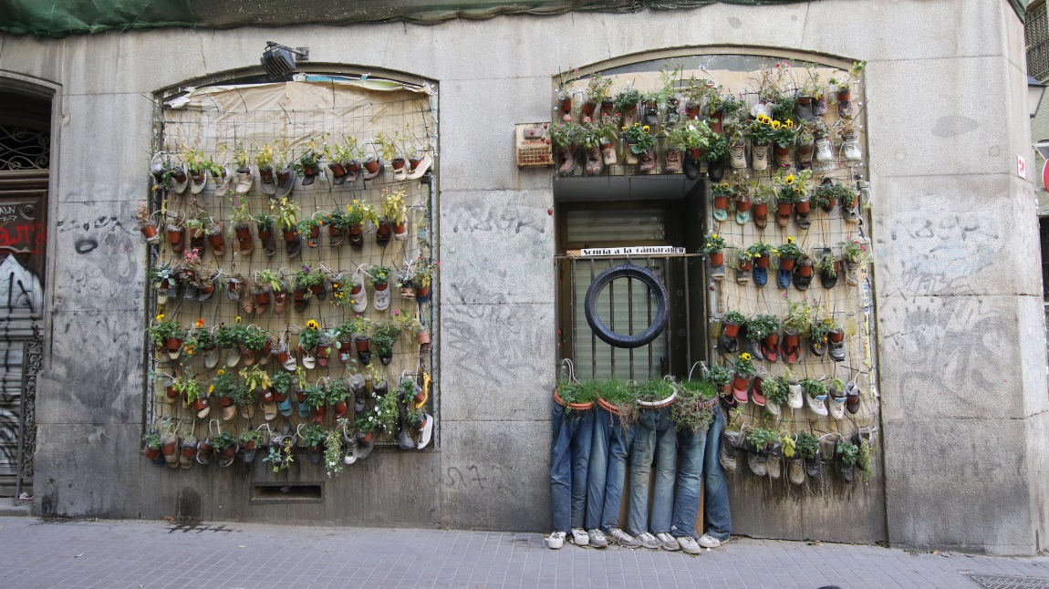 Pants and shoes with plants