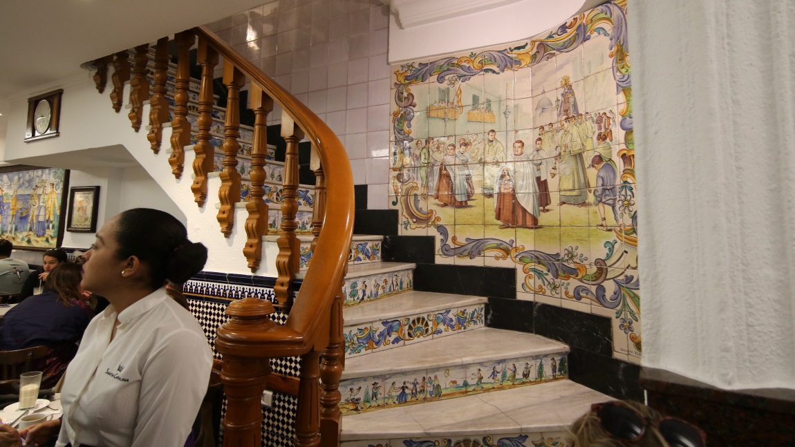 Stairs and walls are decorated